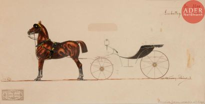 null Henry BINDER (1858-1903)
Calèches
9 aquarelles sur traits gravés.
Signées.
17.5...
