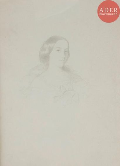 null Charles JALABERT (1819-1901), 
élève de Paul Delaroche
Deux portraits de femmes,...