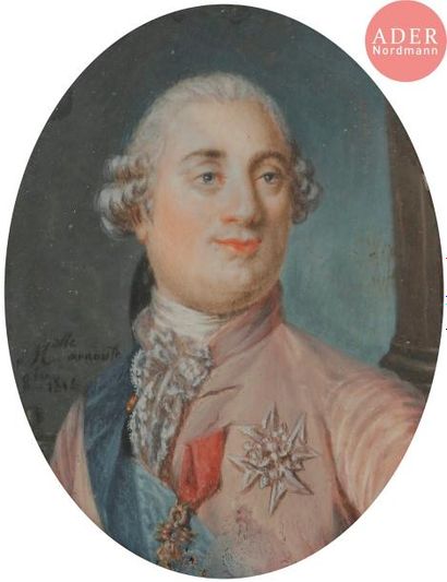 null Mlle ARNOULT (active en 1816)
Portrait du roi Louis XVI, en habit rose, portant...