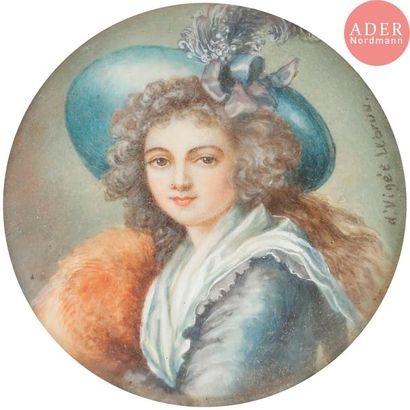 null Réunion de huit miniatures sur ivoire :
Le roi Louis XVI, Marie-Antoinette,...