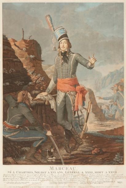 null Antoine SERGENT, d’après
Le Général Marceau 
Eau-forte. 
52 x 37 cm 
A.B.E....