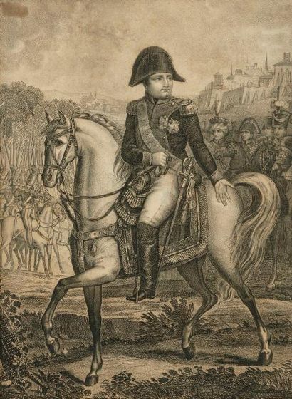 null école française du XIXe siècle 
L’Empereur Napoléon Ier à cheval
Gravure. 
27...