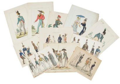 null école française du XIXe siècle 
Ensemble de 12 gravures en couleurs sur les...