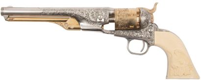 null Revolver Colt Navy modèle 1861, six coups, calibre 36. 
Finition dorée et argentée...