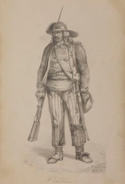 null Achille Louis SIROUY (1834-1904) 
Soldat vendéen durant les guerres de Révolution
Dessin...