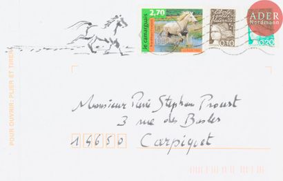 null Christian EHLINGER (né en 1931)
La distribution du courrier
Aquarelle sur enveloppe.
Adressée.
Joint:...