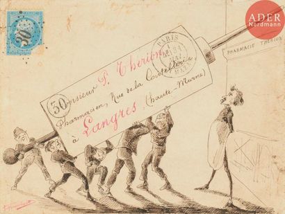 null Albert HUMBERT (1835-1886)
Scènes satyriques
3 enveloppes dessinées à l'encre...