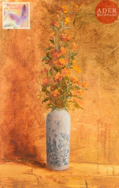 null Irène IVANCIC (née en 1966)
Vase de fleurs
Huile sur papier contrecollé sur...
