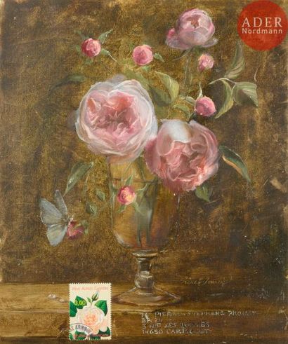 null Irène IVANCIC (née en 1966)
Roses dans un verre
Huile sur papier contrecollé...