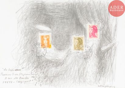 null Jacques TRUPHEMUS (1922-2017)
Les trois sœurs
Crayon sur enveloppe.
Signée,...