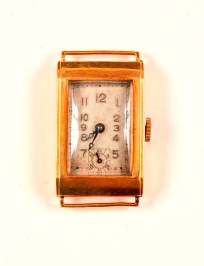 null Montre en or 18K (750 ‰), cadran rectangulaire, mouvement mécanique. 
Poids...