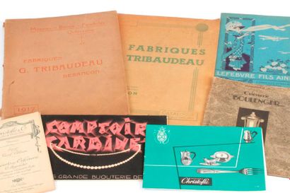 null Lot de 7 brochures et catalogues : Couverts et orfèvrerie Christofle (vers 1910)...