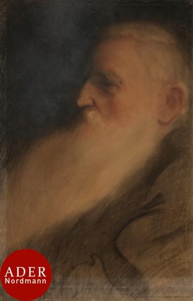 null ÉCOLE BELGE vers 1900
Portrait présumé de Rodin
3 crayons, fixé.
(Nombreux accidents).
57...