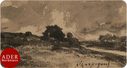null Henri-Joseph HARPIGNIES (1819-1916)
Paysage
Encre et lavis d’encre sur carte...