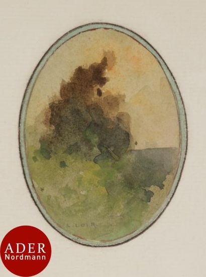 null Luigi LOIR (1845-1916)
Paysage à la tour - Bord de mer
Lavis d’encre ou aquarelle.
Signés.
8...