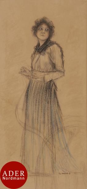 null Pascal DAGNAN-BOUVERET (1852-1929)
Femme en pied, vers 1900
Crayon noir et de...