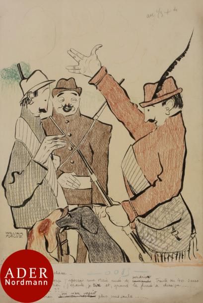 null Paul IRIBE (1883-1935)
Histoire de chasse
Encre et crayons de couleurs.
Signé...