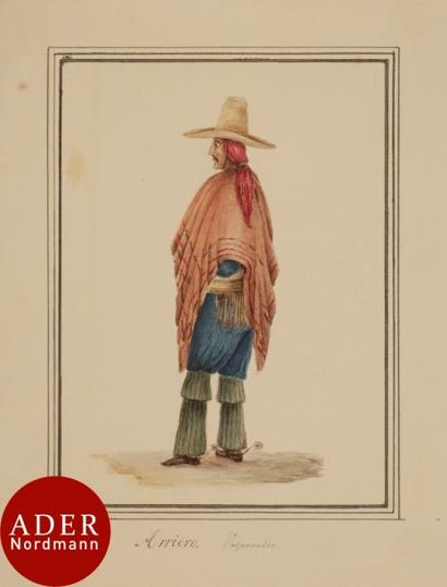 null Album amicorum du XIXe siècle
Comprenant 3 études de costumes du Pérou et du...