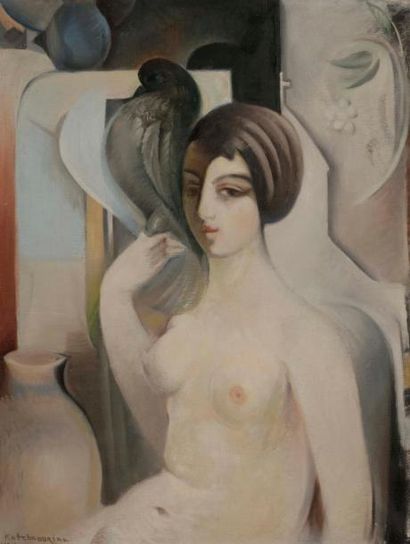 null Sarkis KATCHADOURIAN (1886-1947)
Femme à la colombe, 1928-29
Huile sur toile.
Signée...