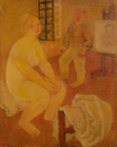 null Maurice-Louis SAVIN (1894-1973)
Modèle dans l’atelier, 1968
Huile sur toile.
Signée...
