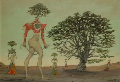 null Lucien COUTAUD (1904-1977)
Tous aimaient l’arbre, 1968
Huile sur toile.
Signée...
