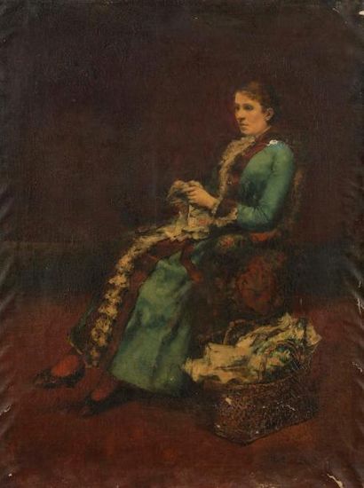 null François MARTIN-KAVEL (1861-1931)
Femme à la couture, 1882
Huile sur toile.
Signée...