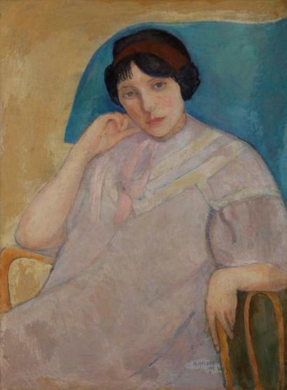 null Henri HAYDEN (1883-1970)
Jeune femme assise, 1909
Huile sur toile.
Signée et...