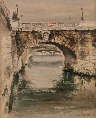 null Isamu HIRAKAWA (né en 1921)
Paris, Pont Notre-Dame, 1973
Huile sur toile.
Signée...