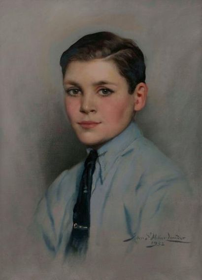 null John St. Helier LANDER (1869-1944)
Portrait d’Alfred Grima Johnson, 1932
Huile...