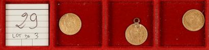  SECOND EMPIRE (1852-1870). LOT de 3 pièces de 5 francs grand module type Napoléon...