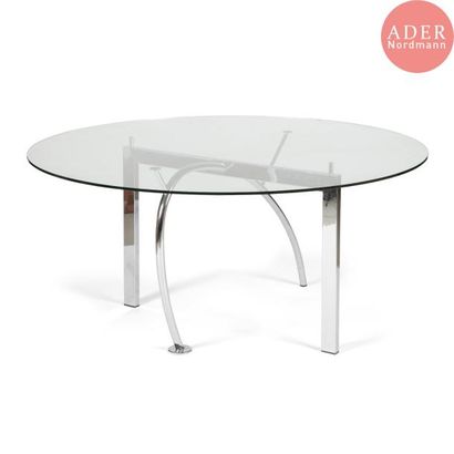 null PERKAL Design 
Flusso 6 
Table ronde. Piètement en métal chromé, plateau circulaire...
