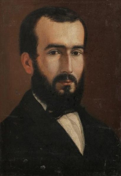 null École FRANÇAISE du XIXe siècle 
Portrait d’homme 
Toile
46 x 33,5 cm
Restaurations...