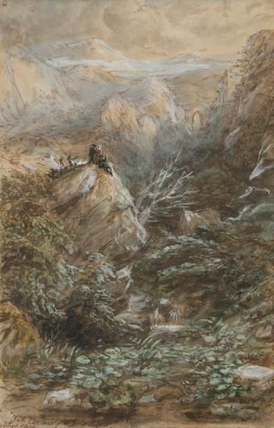 JCH TESTARD (XIXe siècle) Paysage de montagne,...