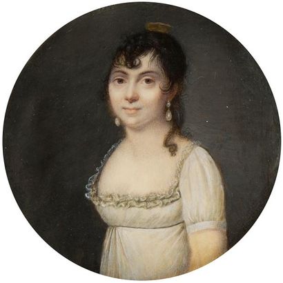 null Portrait de Mlle de Chevillard d’Aubigny, à mi-corps de trois-quarts à gauche...
