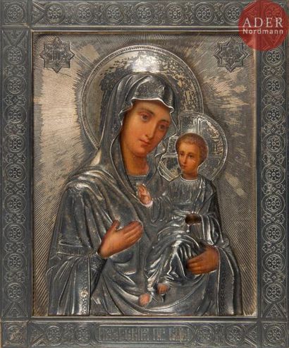 null Pavel Akimovitch OVTCHINNIKOV (1830 - 1888) [firme de ]
Icône de la Vierge d’Ivérie.
Oklad...