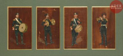 null DREJEAN (non identifié)
Grosse caisse, cymbalier, tambour et trompette du régiment...
