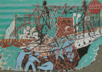 null Jacques (Yakov Abramovitch) CHAPIRO (1897 - 1972)
Les pêcheurs
Gouache
Signée...