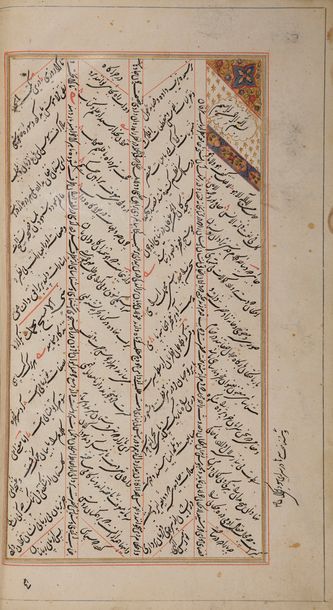 null Manuscrit poétique, Diwân, en persan, par « Mohammad Jan Qodsi », Inde du Nord,...