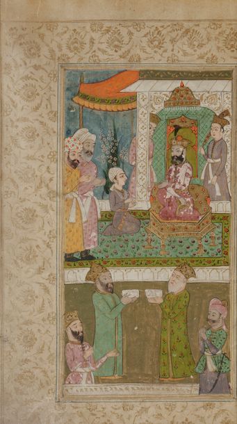 null Deux scènes de cour, Cachemire, vers 1820
Gouaches illustrant des épisodes de...