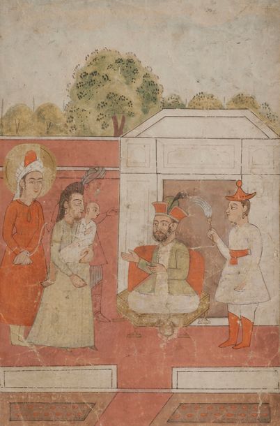 null Deux scènes de cour, Cachemire, vers 1820
Gouaches illustrant des épisodes de...