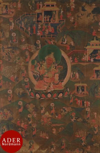null TIBET - XVIIIe siècle
Tangka, détrempe sur toile. Padmasambhava sous la forme...