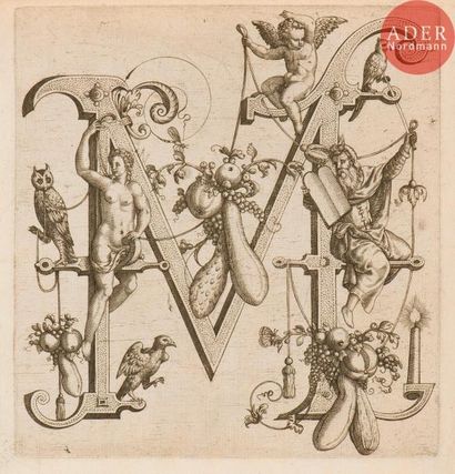 null Johann Theodore de Bry (1561-1623)
Deux planches d’un alphabet (lettres ornées...