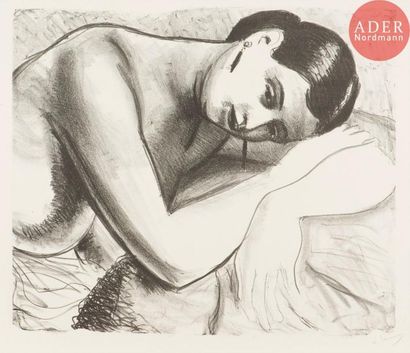  André Derain (1880-1954) Femme en buste tournée vers la droite. Vers 1927. Lithographie....