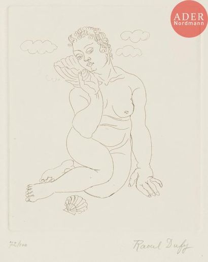 null Raoul Dufy (1877-1953)
Baigneuse aux coquillages. 1927. Eau-forte. 140 x 190....