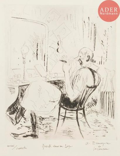  André Dunoyer de Segonzac (1884-1974) La Chatte et son petit. 1932. Eau-forte. 152 x 85....