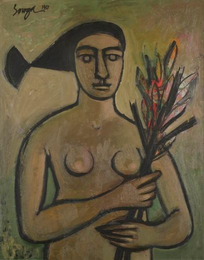 null Francis Newton SOUZA [indien] (1924-2002)

Buste de femme nu, 1951
Huile sur...