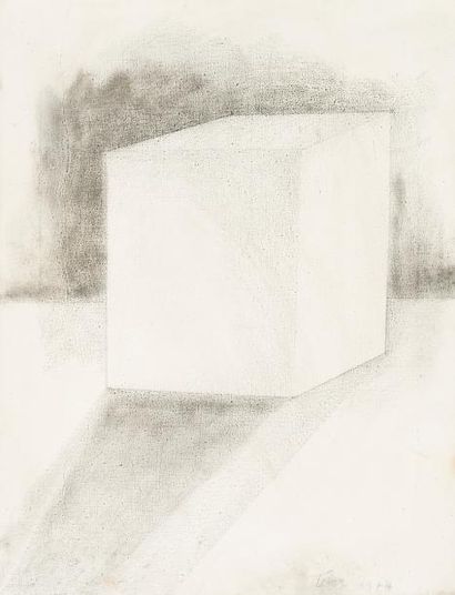 null César Baldiccini dit CÉSAR (1921-1998)

Cube, 1974
Fusain sur toile.
Signé et...