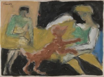 null Fikret MOUALLA [turc] (1905-1968)

Couple au chien, 1953
Gouache.
Signée et...