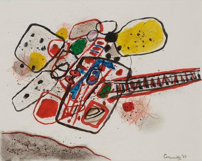  Guillaume van BEVERLOO dit CORNEILLE (1922-2010) Composition, 1961 Gouache et crayon...