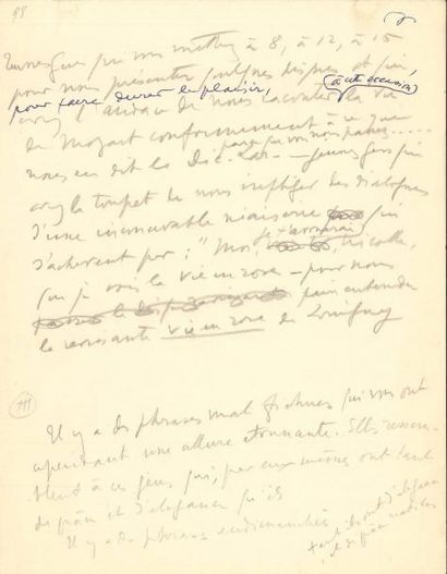 null Sacha GUITRY 3 manuscrits autographes (1 page in-4 chaque) et 3 cartes as
 Brouillon...